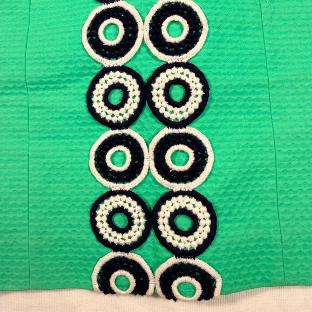Lilly Pulitzer Trudy Shift Dress 4 Go Go Green Cotton Crochet Circle Trim - Picture 11 of 12